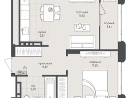 Продается 1-комнатная квартира ЖК Новый Кедровый, дом 2, 42.1  м&sup2;, 9800000 рублей