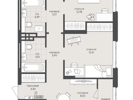 Продается 2-комнатная квартира ЖК Новый Кедровый, дом 2, 67.33  м&sup2;, 11800000 рублей