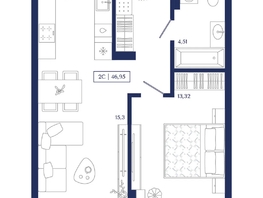 Продается 1-комнатная квартира ЖК Юнити Центр, 46.95  м&sup2;, 11160000 рублей