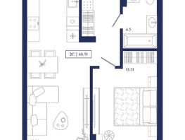 Продается 1-комнатная квартира ЖК Юнити Центр, 46.91  м&sup2;, 11630000 рублей