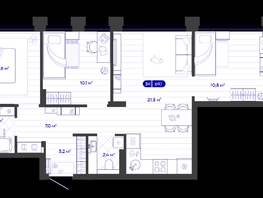 Продается 3-комнатная квартира ЖК Баланс, 4 очередь, 69.11  м&sup2;, 11200000 рублей