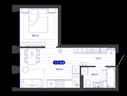 Продается 1-комнатная квартира ЖК Баланс, 4 очередь, 35.82  м&sup2;, 7400000 рублей