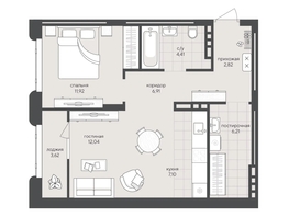 Продается 1-комнатная квартира ЖК Новый Кедровый, дом 2, 55.03  м&sup2;, 11050000 рублей