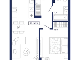 Продается 1-комнатная квартира ЖК Юнити Центр, 46.91  м&sup2;, 10700000 рублей
