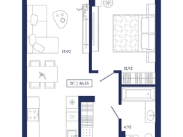 Продается 1-комнатная квартира ЖК Юнити Центр, 46.55  м&sup2;, 12500000 рублей
