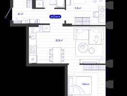 Продается 2-комнатная квартира ЖК Баланс, 4 очередь, 56.81  м&sup2;, 10150000 рублей