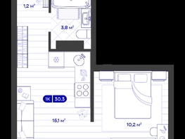 Продается 1-комнатная квартира ЖК Баланс, 4 очередь, 30.31  м&sup2;, 6680000 рублей