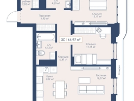 Продается 2-комнатная квартира ЖК Виларт, дом 2, 66.97  м&sup2;, 15200000 рублей