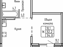 Продается 1-комнатная квартира ЖК Самоцветы, Бирюза дом 1, 34  м&sup2;, 4506142 рублей