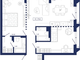 Продается 2-комнатная квартира ЖК Юнити Центр, 76.6  м&sup2;, 19900000 рублей