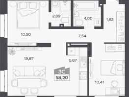 Продается 3-комнатная квартира ЖК Квартал 54, дом 1, 58.2  м&sup2;, 9808000 рублей
