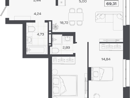 Продается 3-комнатная квартира ЖК Квартал 54, дом 1, 69.31  м&sup2;, 11089000 рублей