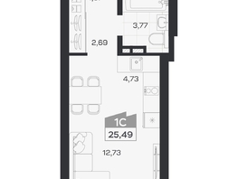 Продается Студия ЖК Квартал 54, дом 1, 25.49  м&sup2;, 5476000 рублей
