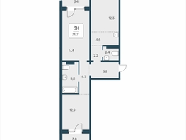 Продается 3-комнатная квартира ЖК Цветной бульвар, дом 4 сек 2, 74.7  м&sup2;, 8950000 рублей