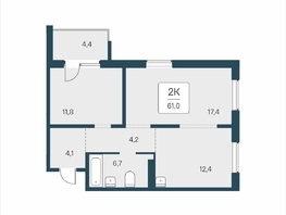 Продается 2-комнатная квартира ЖК Цветной бульвар, дом 4 сек 2, 61  м&sup2;, 7500000 рублей