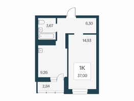Продается 1-комнатная квартира ЖК Расцветай на Бугринской роще, 37  м&sup2;, 5842000 рублей