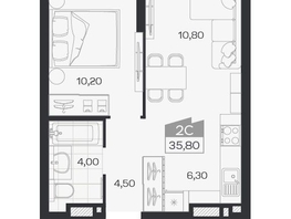 Продается 2-комнатная квартира ЖК Ясный берег, дом 33, 35.8  м&sup2;, 7215000 рублей