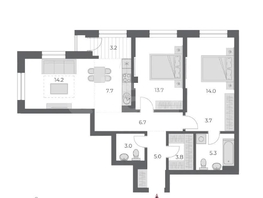 Продается 3-комнатная квартира ЖК ОСКАР, дом 1, 80.5  м&sup2;, 11977000 рублей