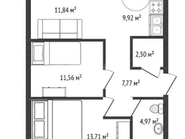 Продается 2-комнатная квартира ЖК Страна.Береговая, 62.3  м&sup2;, 11500000 рублей