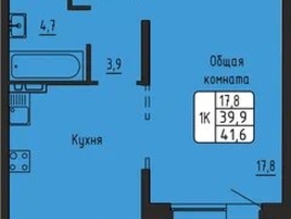 Продается 1-комнатная квартира ЖК Самоцветы, Бирюза дом 3, 41.5  м&sup2;, 4700000 рублей