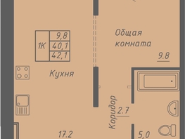Продается 1-комнатная квартира ЖК Гильдия, 42.1  м&sup2;, 4550000 рублей