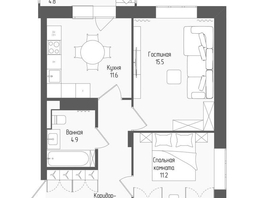Продается 2-комнатная квартира ЖК Тетрис, корпус 1, 54.8  м&sup2;, 10028000 рублей