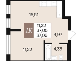 Продается 1-комнатная квартира ЖК Роза ветров, 37.05  м&sup2;, 6100700 рублей
