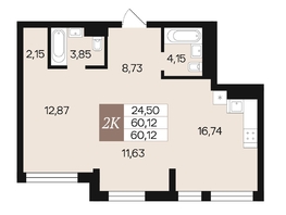 Продается 2-комнатная квартира ЖК Роза ветров, 60.12  м&sup2;, 8441800 рублей