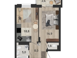 Продается 2-комнатная квартира ЖК Тетрис, корпус 2, 51.7  м&sup2;, 9729000 рублей
