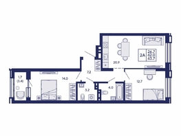 Продается 2-комнатная квартира ЖК Сила леса, корп 2, 63.7  м&sup2;, 10800000 рублей