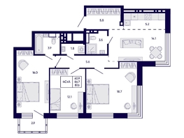 Продается 4-комнатная квартира ЖК Цитатум, 87.6  м&sup2;, 14150000 рублей