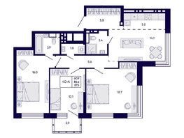 Продается 4-комнатная квартира ЖК Цитатум, 87.5  м&sup2;, 14850000 рублей
