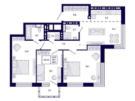 Продается 4-комнатная квартира ЖК Цитатум, 87  м&sup2;, 12750000 рублей