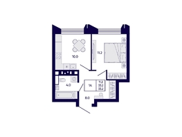 Продается 1-комнатная квартира ЖК Цитатум, 33.2  м&sup2;, 7150000 рублей