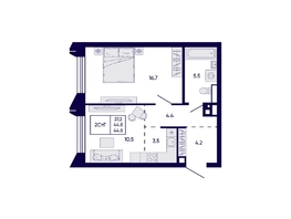 Продается 2-комнатная квартира ЖК Цитатум, 44.8  м&sup2;, 8300000 рублей