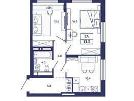 Продается 2-комнатная квартира ЖК Сподвижники, дом 2, 53.3  м&sup2;, 6400000 рублей
