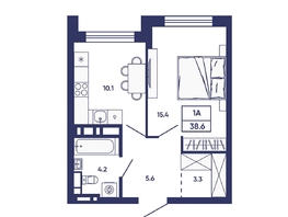 Продается 1-комнатная квартира ЖК Сподвижники, дом 2, 38.6  м&sup2;, 5300000 рублей