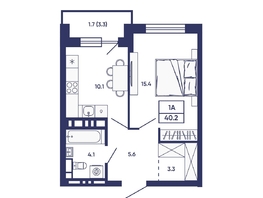 Продается 1-комнатная квартира ЖК Сподвижники, дом 2, 40.2  м&sup2;, 5600000 рублей
