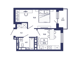 Продается 1-комнатная квартира ЖК Сподвижники, дом 3, 37.5  м&sup2;, 6100000 рублей