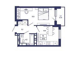 Продается 1-комнатная квартира ЖК Сподвижники, дом 3, 37.5  м&sup2;, 5900000 рублей