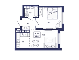 Продается 2-комнатная квартира ЖК Сподвижники, дом 3, 42.6  м&sup2;, 5600000 рублей
