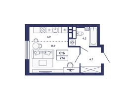 Продается Студия ЖК Сподвижники, дом 3, 27.6  м&sup2;, 4200000 рублей