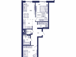 Продается 3-комнатная квартира ЖК Горизонт, дом 2, 64.8  м&sup2;, 9300000 рублей