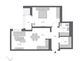 Продается 2-комнатная квартира ЖК Беринг, дом 3, 58.17  м&sup2;, 9830000 рублей