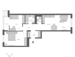 Продается 3-комнатная квартира ЖК Беринг, дом 3, 74.54  м&sup2;, 13570000 рублей