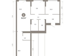 Продается 3-комнатная квартира ЖК Лебедевский квартал, д 1, 84.9  м&sup2;, 12570000 рублей