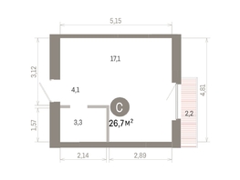 Продается Студия ЖК Пшеница, 6.1, 26.7  м&sup2;, 5010000 рублей