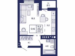 Продается Студия ЖК Горизонт, дом 2, 29.7  м&sup2;, 5800000 рублей