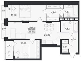 Продается 3-комнатная квартира ЖК Ясный берег, дом 10, бс 6-7, 85.9  м&sup2;, 13775000 рублей