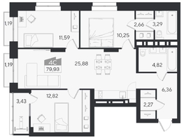 Продается 4-комнатная квартира ЖК Ясный берег, дом 10, бс 6-7, 85.74  м&sup2;, 14877000 рублей